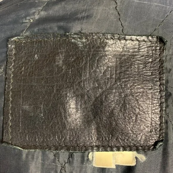 Vintage Black Leather Motorcycle Jacket Mens XL Biker Distressed Moto Coat - Picture 12 of 16